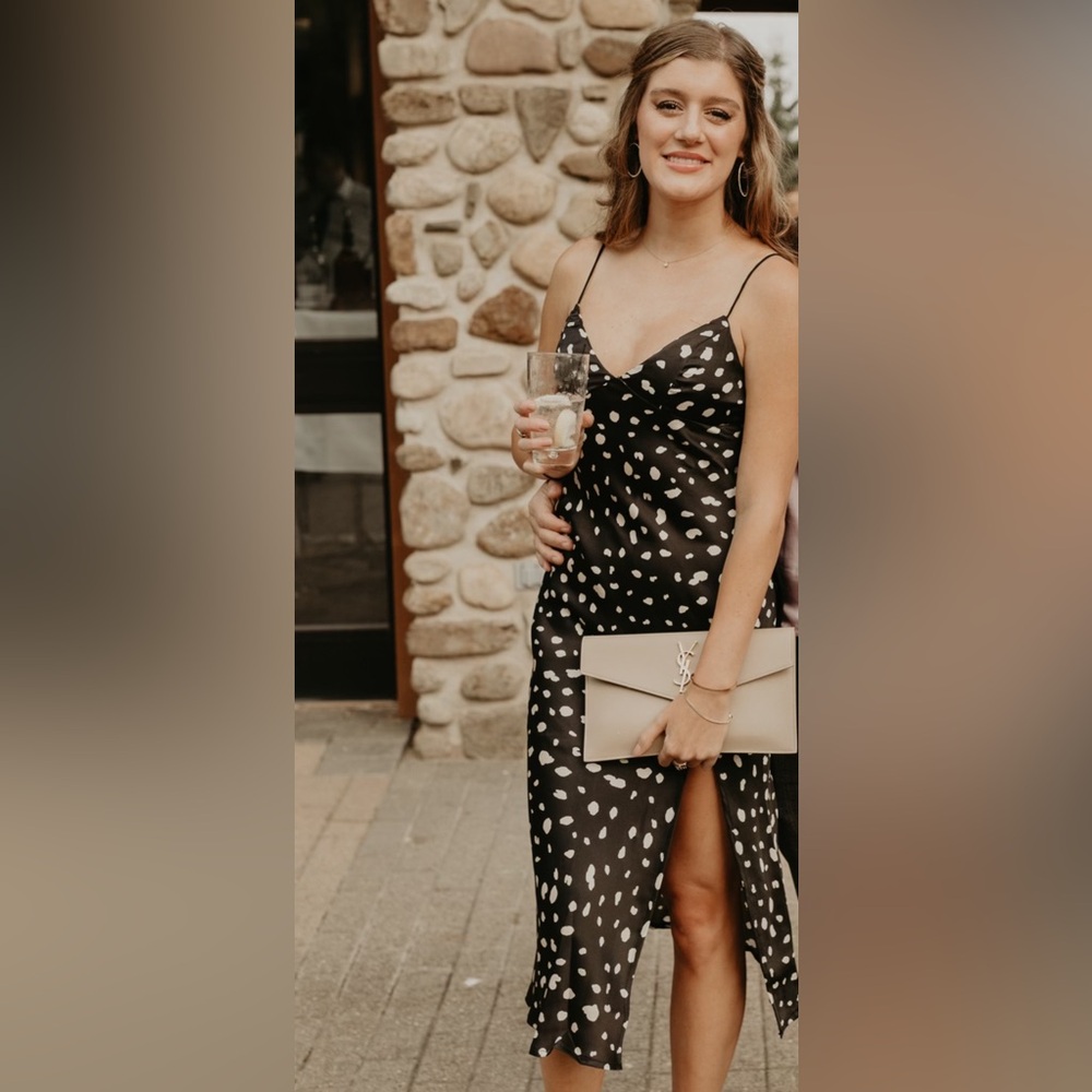 Petal & Pup Black and White Midi Dress with Slit